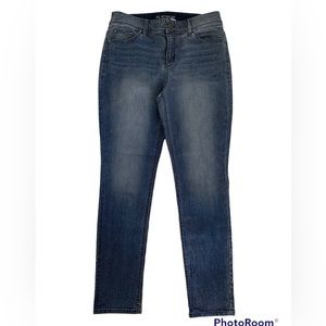 Chico’s Platinum Denim Jeans Shimmery Glitter Embellishment Bling Blue Women’s 1